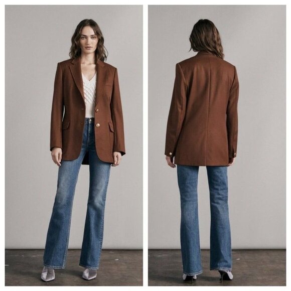 Rag & Bone Cody Stretch Wool-Blend Blazer Brown - Picture 1 of 11